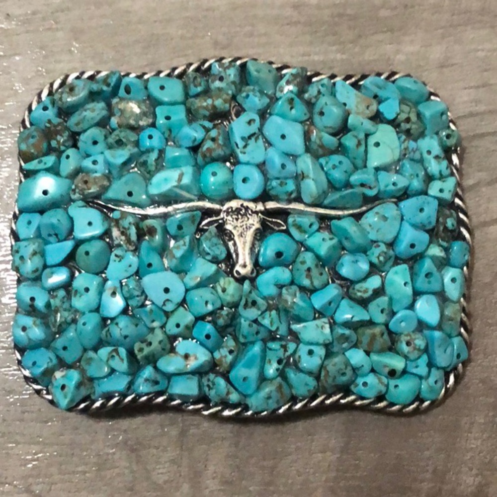Handmade turquoise belt buckle
